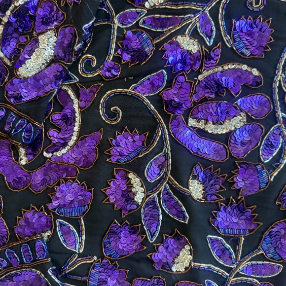 Lawrence Kazar Silk Floral Sequins Beaded Long Sleeve Blouse GORGEOUS! W-L - Picture 15 of 15